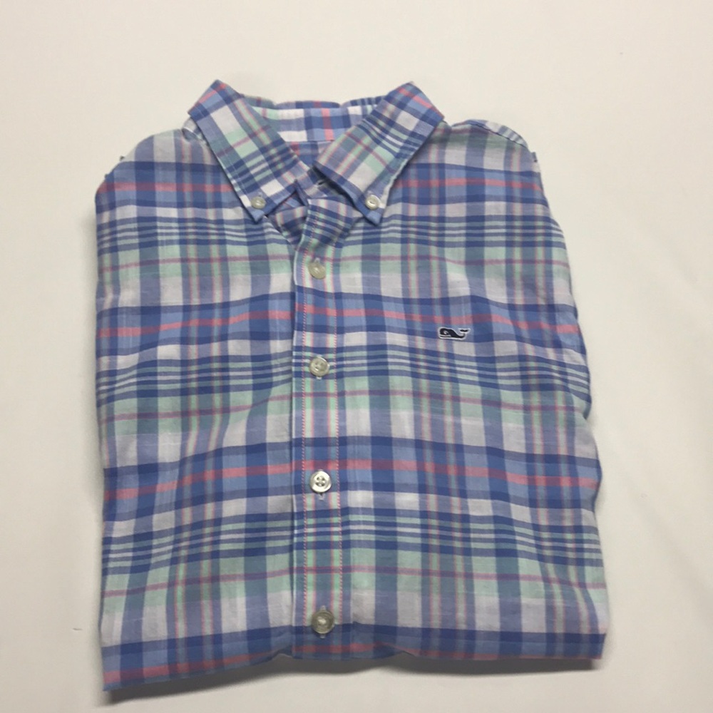 Vineyard vines whale pastel plaid shirt